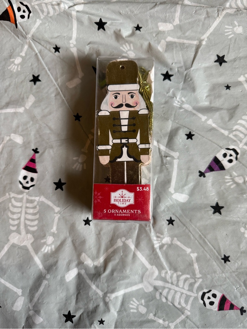 Holiday Time Gold Nutcracker Shatterproof Christmas Ornaments 5 Count New